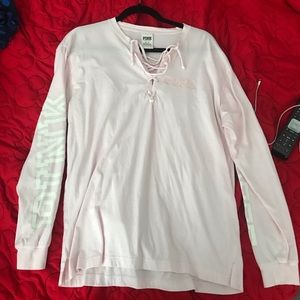 PINK Long sleeve tie shirt